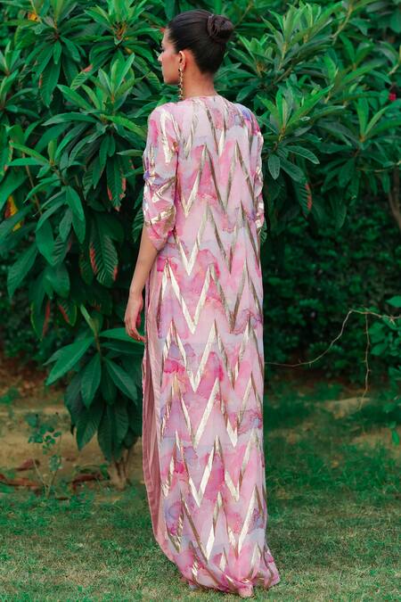 Shop Akanksha Mago Multi Color Georgette, Cotton Zari Round Abstract Print Long Shirt With Pant at Aza Fashions Shop_Akanksha Mago_Multi Color Georgette, Cotton Zari Round Abstract Print Long Shirt With Pant _at_Aza_Fashions