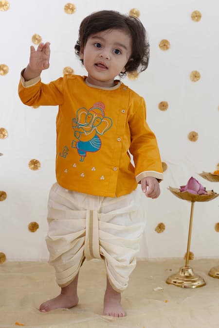 Tiber Taber Ganesha Embroidered Kurta & Dhoti Pant Set 