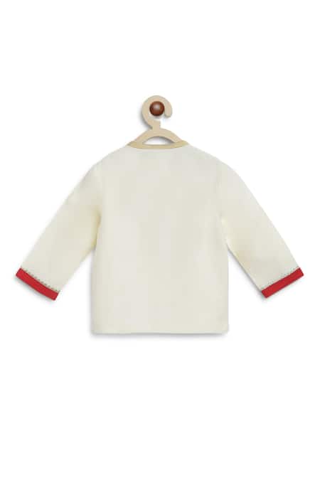 Buy_Tiber Taber_Cream Cotton Lace Ganesha Thread Embroidered Kurta Set 