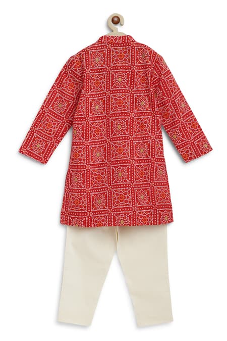 Tiber Taber Bandhani Print Cotton Kurta Set 