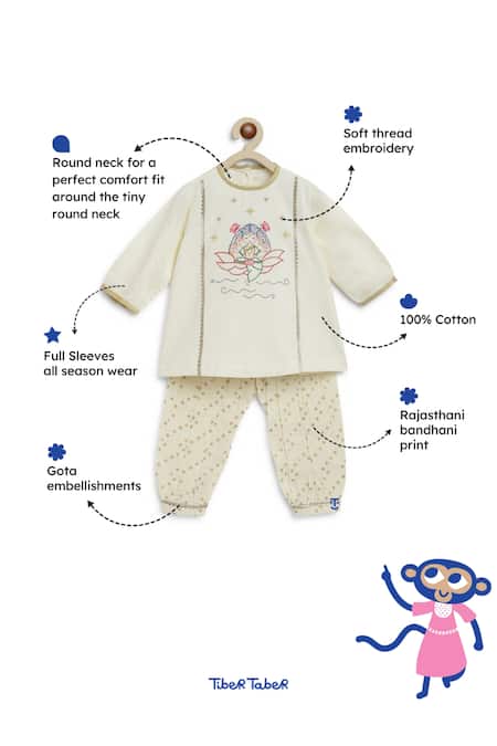 Tiber Taber Cream Cotton Gota Patti, Embroidery Lakshmi Kurta And Salwar Set Online at Aza Fashions Tiber Taber_Cream Cotton Gota Patti, Embroidery Lakshmi Kurta And Salwar Set _Online_at_Aza_Fashions