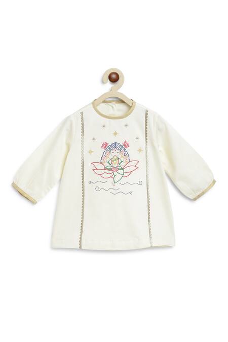 Tiber Taber Cream Cotton Gota Patti, Embroidery Lakshmi Kurta And Salwar Set at Aza Fashions Tiber Taber_Cream Cotton Gota Patti, Embroidery Lakshmi Kurta And Salwar Set _at_Aza_Fashions