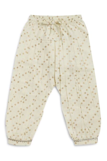 Shop Tiber Taber Cream Cotton Gota Patti, Embroidery Lakshmi Kurta And Salwar Set Shop_Tiber Taber_Cream Cotton Gota Patti, Embroidery Lakshmi Kurta And Salwar Set