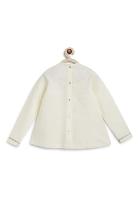 Buy_Tiber Taber_Cream Cotton Gota Patti, Embroidery, Lace Lakshmi Kurta And Dhoti Pant Set 