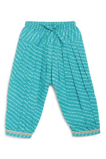 Shop_Tiber Taber_Blue Cotton Lace, Gota Patti Printed Peplum Kurta And Salwar Set