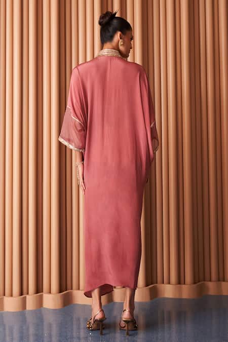 Rishi and Vibhuti Elsie Embroidered Neckline Kaftan 