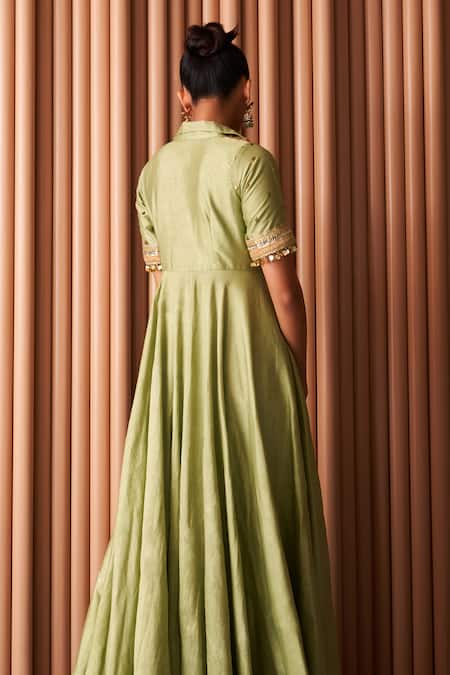 Rishi and Vibhuti Lapel Collar Laurel Maxi Dress 