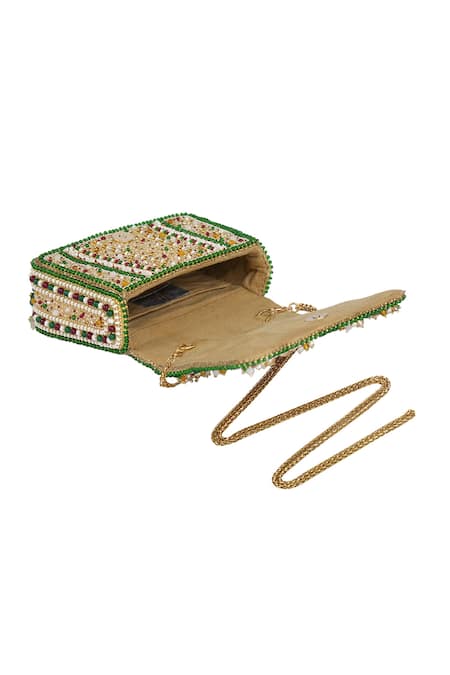 Buy_Lovetobag_Red Embellished Amara Mini Trapezium Clutch _Online_at_Aza_Fashions