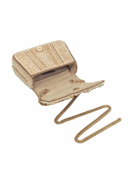 Buy_Lovetobag_Multi Color Embroidery, Beads, Sequins Amara Mini Trapezium Pastel Clutch _Online_at_Aza_Fashions