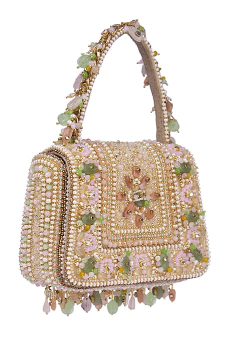 Buy Lovetobag Multi Color Embellished Amara Mini Pastel Trapezium Clutch Online at Aza Fashions Buy_Lovetobag_Multi Color Embellished Amara Mini Pastel Trapezium Clutch _Online_at_Aza_Fashions