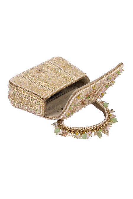 Shop Lovetobag Multi Color Embellished Amara Mini Pastel Trapezium Clutch Online at Aza Fashions Shop_Lovetobag_Multi Color Embellished Amara Mini Pastel Trapezium Clutch _Online_at_Aza_Fashions