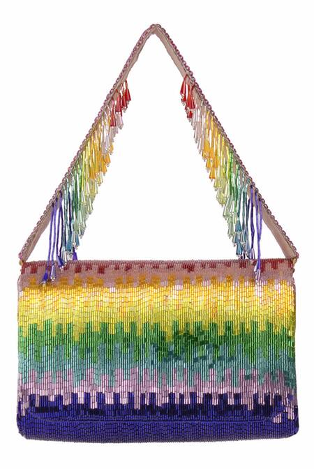 Lovetobag_Multi Color Embellished Dysis Tourmaline Rainbow Flapover Clutch _Online_at_Aza_Fashions