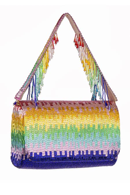 Buy_Lovetobag_Multi Color Embellished Dysis Tourmaline Rainbow Flapover Clutch _Online_at_Aza_Fashions