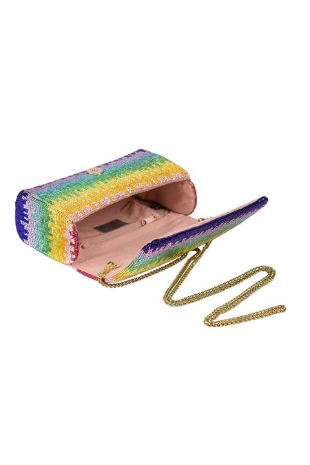 Shop_Lovetobag_Multi Color Embellished Dysis Tourmaline Rainbow Flapover Clutch _Online_at_Aza_Fashions