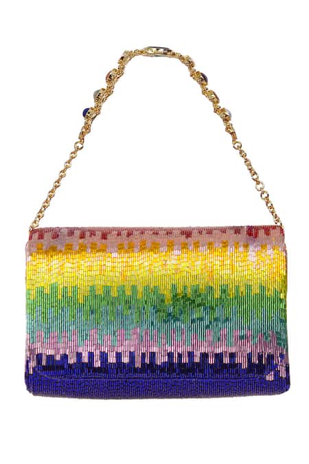 Lovetobag Multi Color Embellished Dysis Flapover Clutch With Nina Gem Handle Online at Aza Fashions Lovetobag_Multi Color Embellished Dysis Flapover Clutch With Nina Gem Handle _Online_at_Aza_Fashions