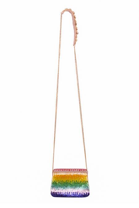 Lovetobag_Multi Color Embellished Dysis Mini Clutch With Gem Shoulder Handle _Online_at_Aza_Fashions