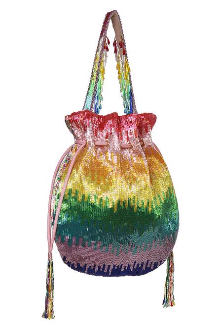 Buy Lovetobag Multi Color Embellished Dysis Tourmaline Rainbow Potli With Handle Online at Aza Fashions Buy_Lovetobag_Multi Color Embellished Dysis Tourmaline Rainbow Potli With Handle _Online_at_Aza_Fashions