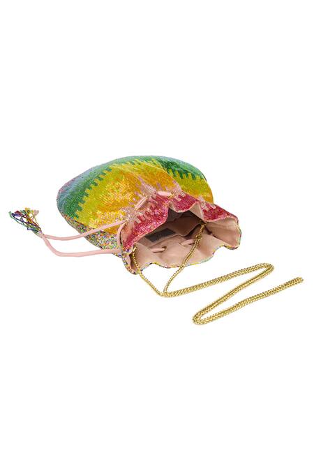 Shop Lovetobag Multi Color Embellished Dysis Tourmaline Rainbow Potli With Handle Online at Aza Fashions Shop_Lovetobag_Multi Color Embellished Dysis Tourmaline Rainbow Potli With Handle _Online_at_Aza_Fashions