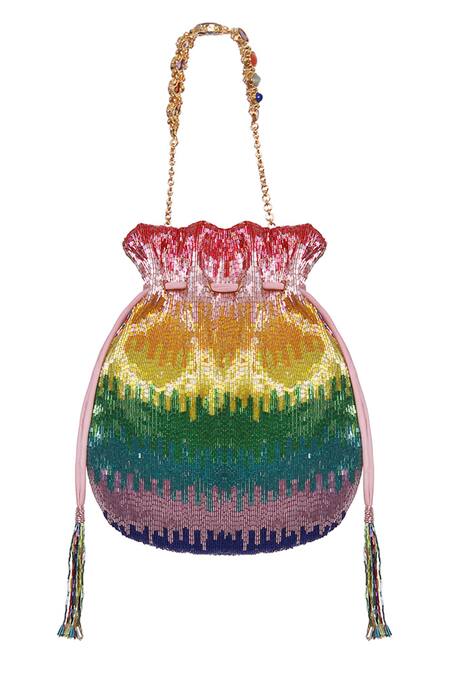 Lovetobag Multi Color Embellished Dysis Tourmaline Rainbow Potli With Nina Handle Online at Aza Fashions Lovetobag_Multi Color Embellished Dysis Tourmaline Rainbow Potli With Nina Handle _Online_at_Aza_Fashions