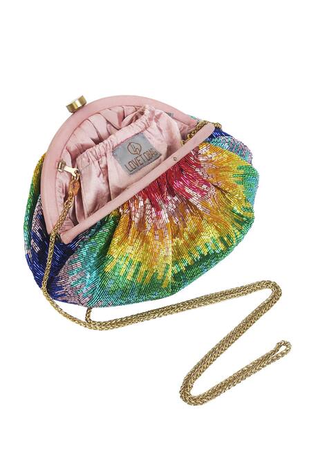 Shop Lovetobag Multi Color Embellished Dysis Tourmaline Rainbow Soft Pouch With Handle Online at Aza Fashions Shop_Lovetobag_Multi Color Embellished Dysis Tourmaline Rainbow Soft Pouch With Handle _Online_at_Aza_Fashions