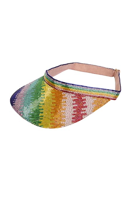 Shop_Lovetobag_Multi Color Embellished Dysis Tourmaline Rainbow Visor Cap _Online_at_Aza_Fashions