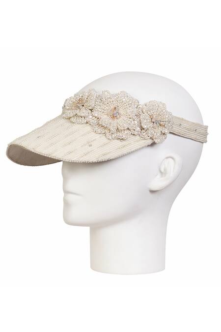 Buy Lovetobag Ivory Embellished Esme Embroidered Visor Cap Online at Aza Fashions Buy_Lovetobag_Ivory Embellished Esme Embroidered Visor Cap _Online_at_Aza_Fashions