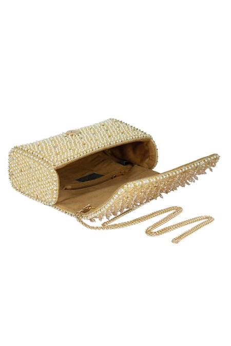 Shop_Lovetobag_Gold Embellished Joel Flapover Clutch With Handle _Online_at_Aza_Fashions