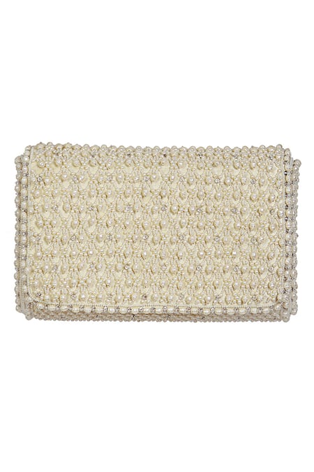 Lovetobag Ivory Embellished Joel Crystal Flapover Clutch Online at Aza Fashions Lovetobag_Ivory Embellished Joel Crystal Flapover Clutch _Online_at_Aza_Fashions