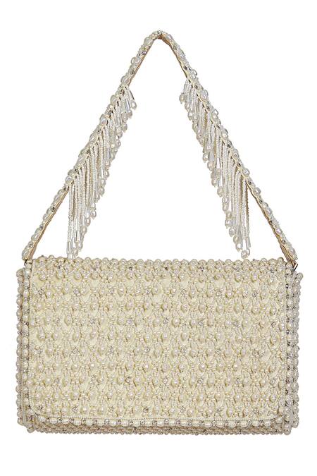 Lovetobag_Ivory Embellished Joel Crystal Flapover Clutch With Handle _Online_at_Aza_Fashions