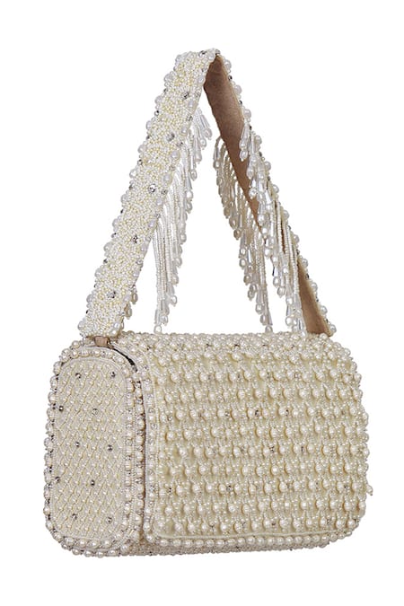 Buy_Lovetobag_Ivory Embellished Joel Crystal Flapover Clutch With Handle _Online_at_Aza_Fashions