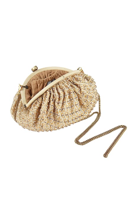 Buy_Lovetobag_Gold Embellished Zesha Soft Pouch _Online_at_Aza_Fashions