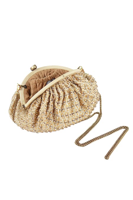 Shop_Lovetobag_Gold Embellished Zesha Soft Pouch With Handle _Online_at_Aza_Fashions