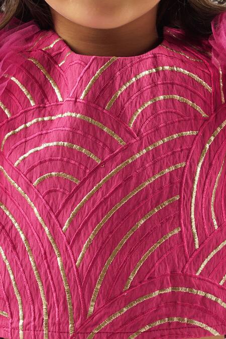 Buy_Lil Drama_Wine Cotton Satin Embroidery, Bollywood Tadka Mukaish Work Ghagra And Choli Set _Online_at_Aza_Fashions