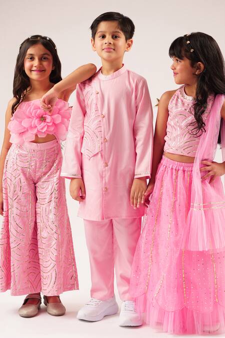 Lil Drama Pink Cotton Satin Embroidery, Applique Bollywood Tadka 3d Floral Jumpsuit at Aza Fashions Lil Drama_Pink Cotton Satin Embroidery, Applique Bollywood Tadka 3d Floral Jumpsuit _at_Aza_Fashions