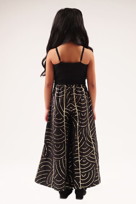 Shop Lil Drama Black Cotton Satin Gota Patti, Embroidery Bollywood Tadka 3d Flower Jumpsuit at Aza Fashions Shop_Lil Drama_Black Cotton Satin Gota Patti, Embroidery Bollywood Tadka 3d Flower Jumpsuit _at_Aza_Fashions