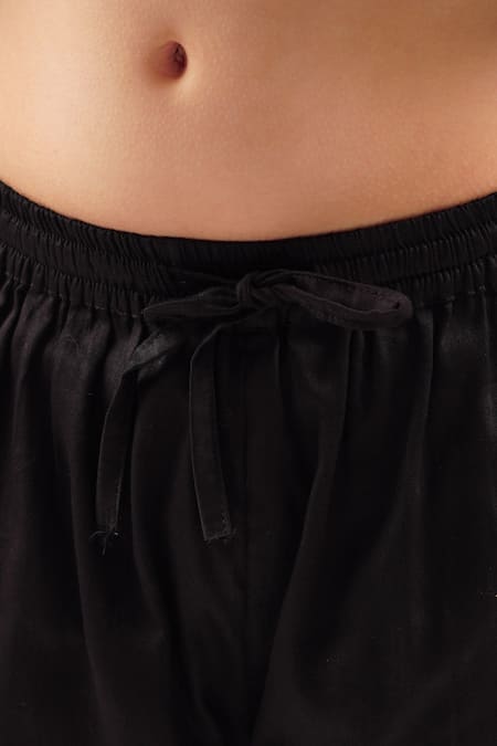 Shop Lil Drama Black Cotton Satin Gota Patti Bollywood Tadka Scallop Embroidered Kurta Set Online at Aza Fashions Shop_Lil Drama_Black Cotton Satin Gota Patti Bollywood Tadka Scallop Embroidered Kurta Set _Online_at_Aza_Fashions