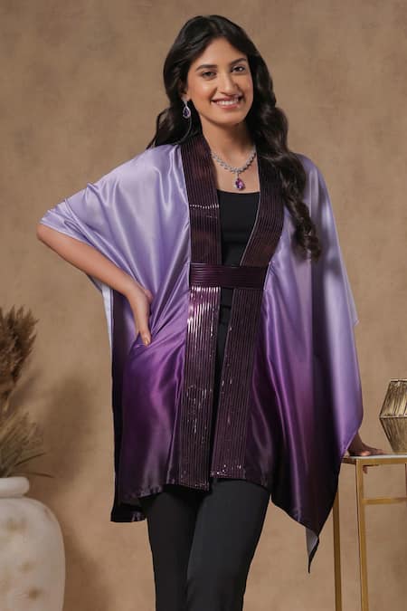 B'Infinite Twilight Bodice Embellished Cape With Belt 