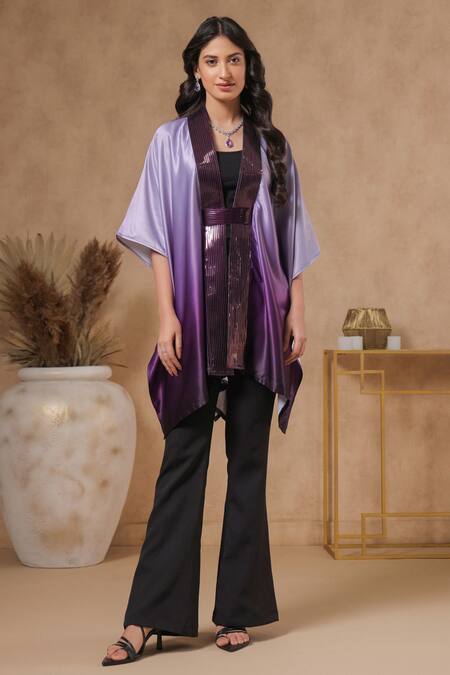 B'Infinite Purple Twilight Bodice Embellished Cape With Belt Online at Aza Fashions B'Infinite_Purple Twilight Bodice Embellished Cape With Belt_Online_at_Aza_Fashions