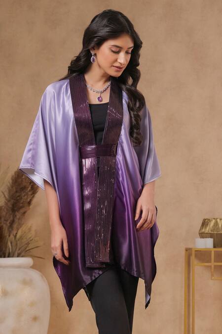 Shop B'Infinite Purple Twilight Bodice Embellished Cape With Belt Online at Aza Fashions Shop_B'Infinite_Purple Twilight Bodice Embellished Cape With Belt_Online_at_Aza_Fashions