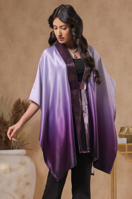 B'Infinite Purple Twilight Bodice Embellished Cape With Belt at Aza Fashions B'Infinite_Purple Twilight Bodice Embellished Cape With Belt_at_Aza_Fashions