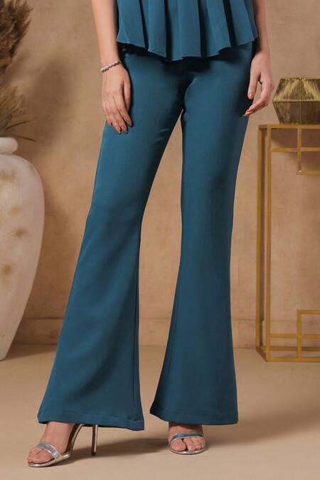 Shop B'Infinite Blue Organza, Crepe Sequins Lagoon Neck Embellished Peplum Top And Trouser Set Online at Aza Fashions Shop_B'Infinite_Blue Organza, Crepe Sequins Lagoon Neck Embellished Peplum Top And Trouser Set _Online_at_Aza_Fashions