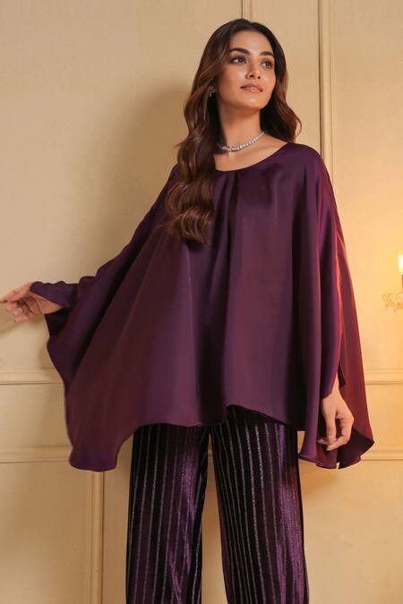 B'Infinite Purple Satin Solid Round Royal Amethyst Top  5