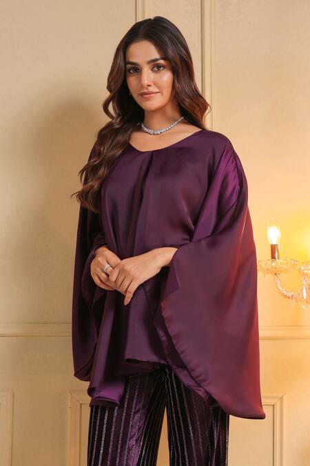 B'Infinite Purple Satin Solid Round Royal Amethyst Top  6