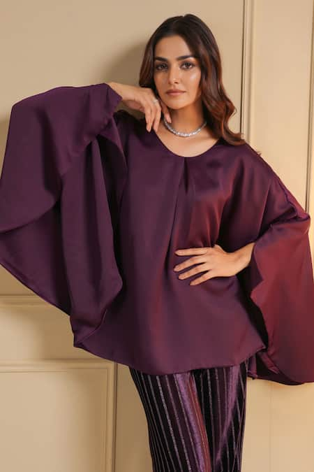 B'Infinite Purple Satin Solid Round Royal Amethyst Top  7