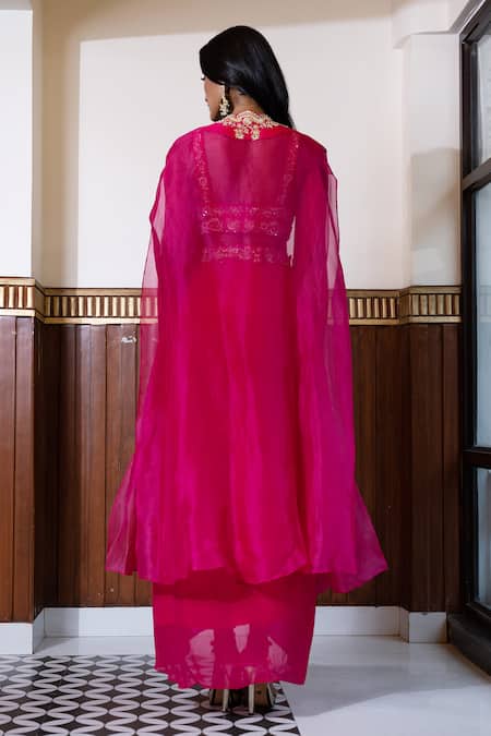 Mehak Sharma Placement Hand Embroidered Cape Skirt Set 