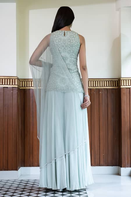 Mehak Sharma Floral Sequin Embroidered Kurta Sharara Set 