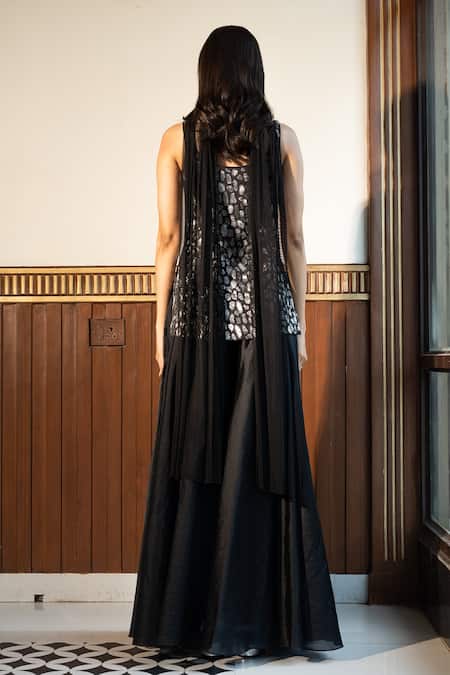 Mehak Sharma Abstract Cutdana Embellished Kurta Sharara Set 