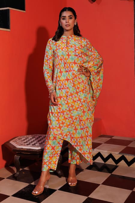 Elena Singh Sitara Abstract Print Draped Dress 