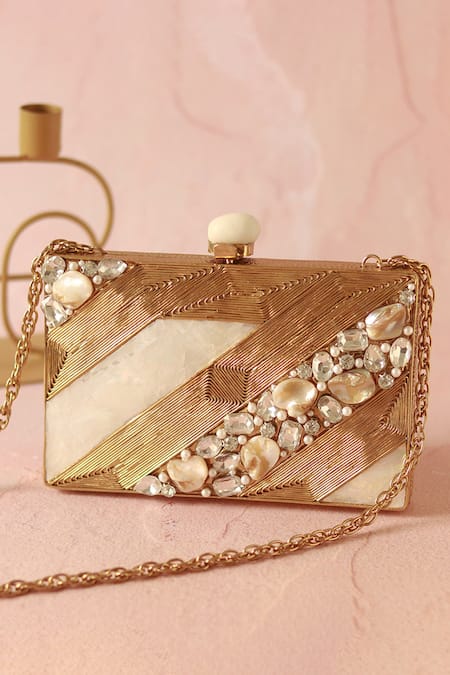 Gold Handmade Brass Mother Of Pearl Kawaii Clutch Bag at Rs 2350 in Sambhal
