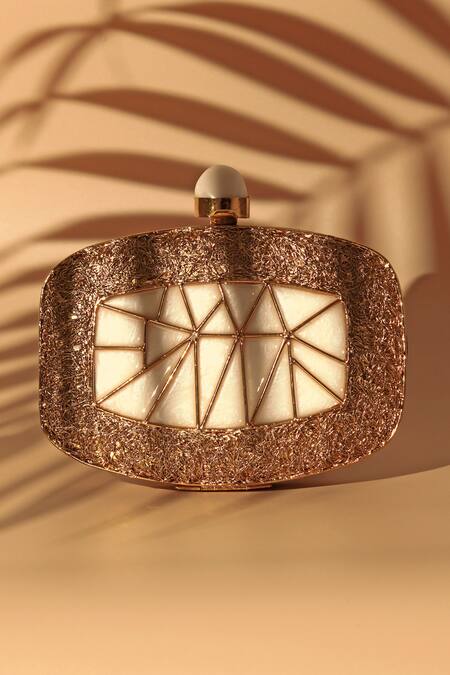 Shop_The Tan Clan_Gold Embroidery Alia Mother Of Pearl Clutch _Online_at_Aza_Fashions